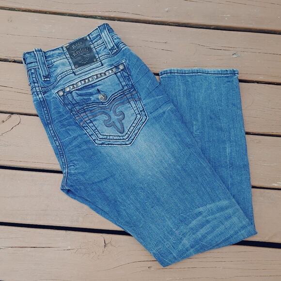 Mens Rock Revival Jeans "Pierre Biker" Black Size 40x34 - Picture 8 of 15